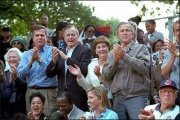 The Bush family watches tee ball on the White House lawn.