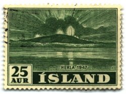 Icelandic stamp depicting the 1947 eruption of Hekla