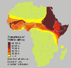 Prevalence of female circumcision in Africa
