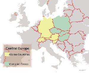 The Alpine Countries and the Visegrád Group (Political map, 2004)