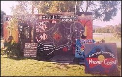 Despite its rickety appearance, the Aboriginal Tent Embassy in Canberra has survived for over thirty years.